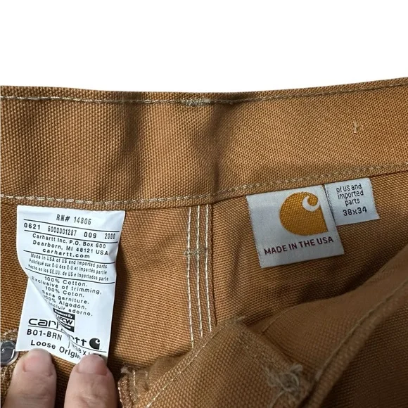 Carhartt B01 BRN Double Knee Duck Work Pants Men’s 38x34 Made USA